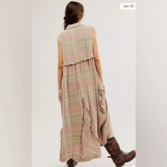 Free People Plaid Maxi Dress - Picture 2 of 8